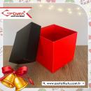 10x10x10 Cardboard Box with Red Base and Black Cover