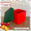 10x10x10 Cardboard Box with Red Base and Green Cover