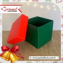 10x10x10 Cardboard Box with Green Base and Red Cover
