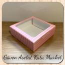 15x15x5 Pink and White Striped Cardboard Box with PVC Window